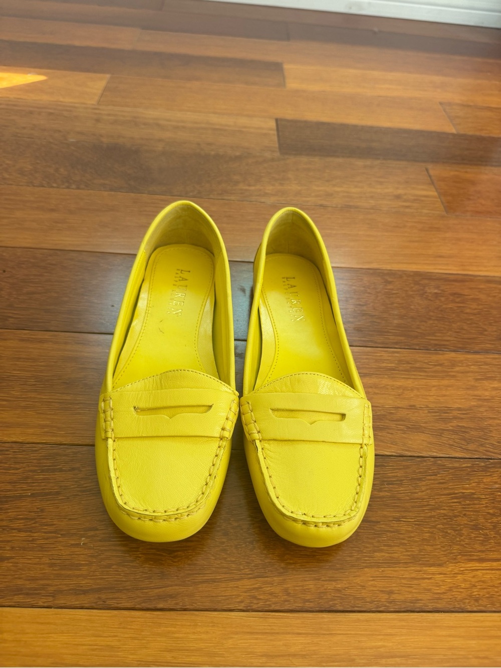 Lauren Ralph Lauren Bright Yellow Leather Penny Loafers - Women's